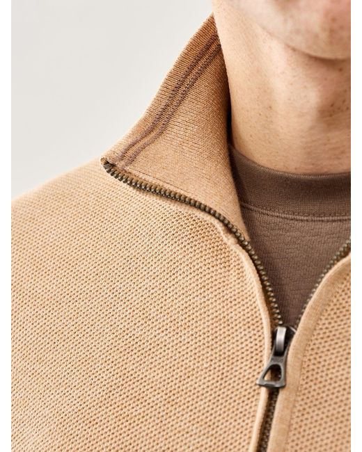 Polo Ralph Lauren Brown Pique Textured 1/4 Zip Knit for men