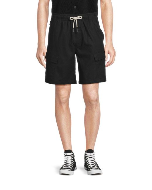 Oas Black Men's Cargo Linen Shorts for men