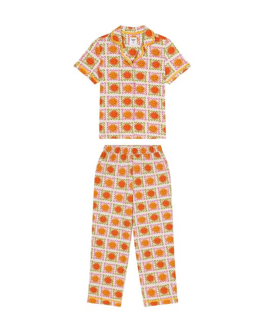 Chelsea Peers White Sunshine Grid Long Pyjama Set