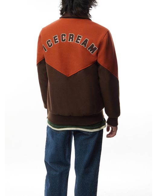 ICECREAM Red Panelled Varsity Jacket for men