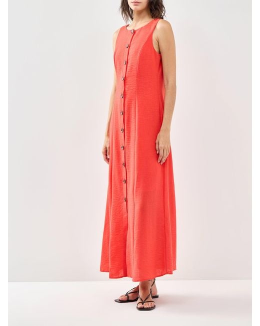 Vero Moda Red Sleeveless Round Neck Maxi Dress