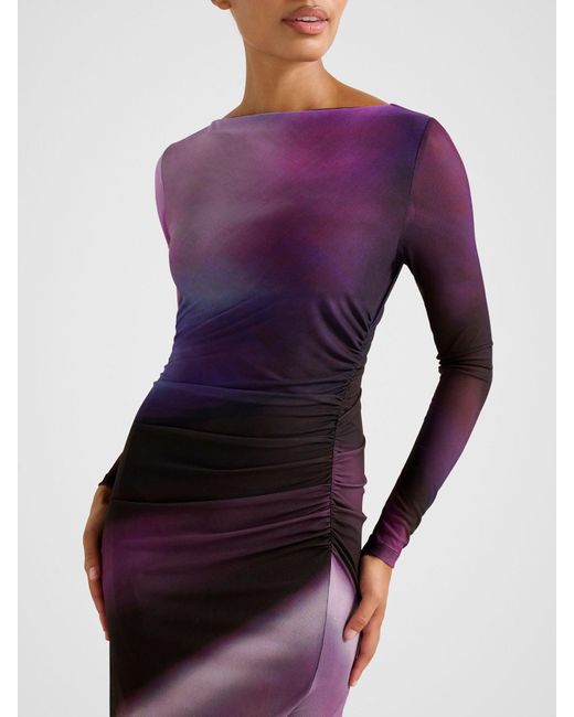 Forever New Purple Stephanie Long Sleeved Midi Dress