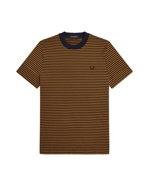 Fred Perry Brown Fine Stripe Heavyweight T-Shirt Multi for men
