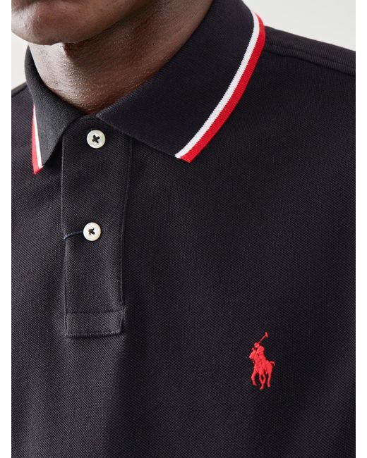 Polo Ralph Lauren Black Custom Fit Tipping Polo Top for men