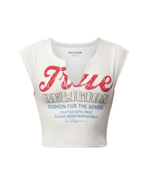 True Religion White Vintage Tr V Notch Rib Top