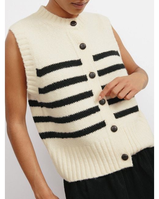 Albaray Natural Stripe Button Tank