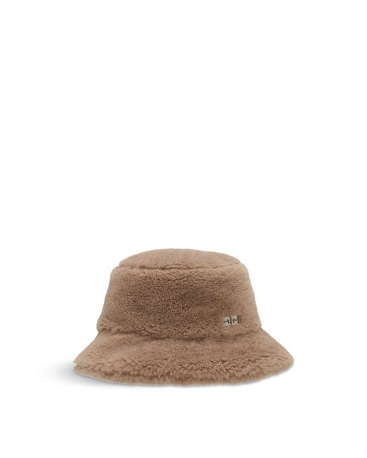 Ganni Brown Women's Recycled Fur Tech Bucket Hat