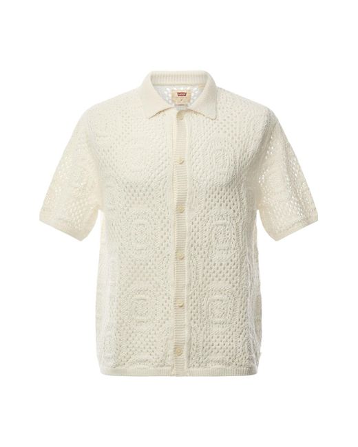 Levi's White Sweater Camp Crochet Shortsleeve Shirt for men