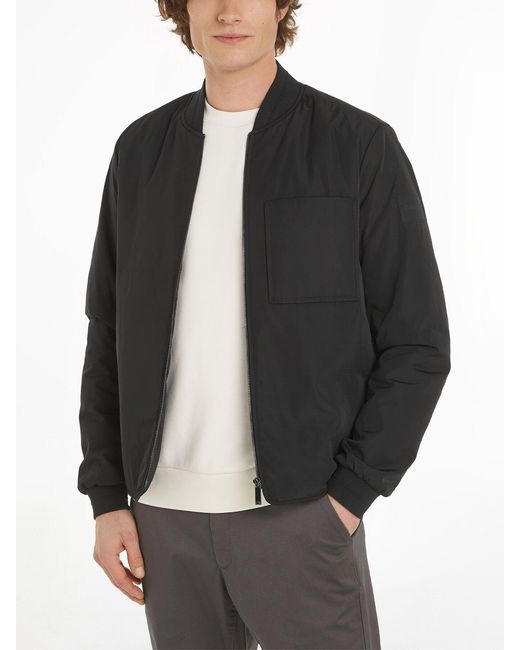 Calvin Klein Black Lightweight Twill Bomber Jacket for men