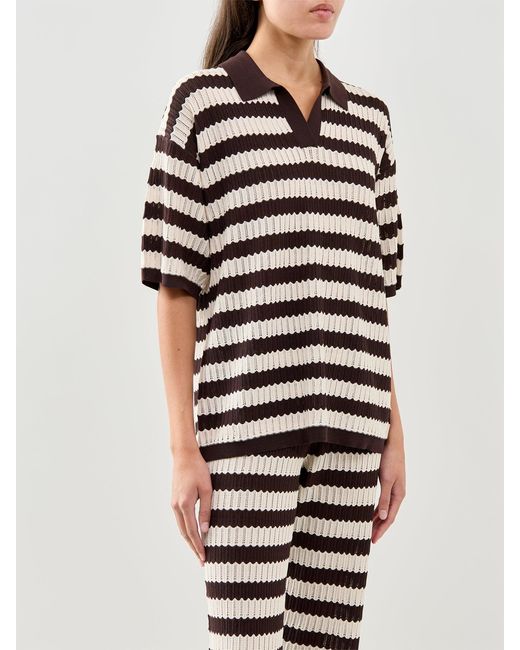 Pretty Lavish Natural Venezia Stripe Polo Top