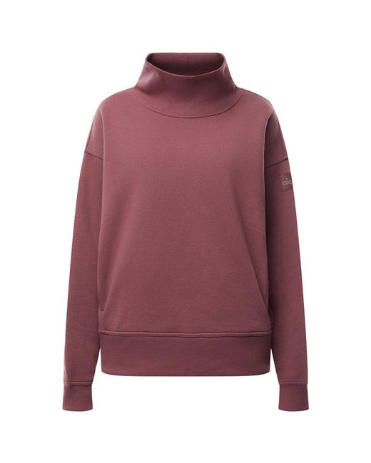 Alo Yoga Red Hazy Mock Neck Pullover