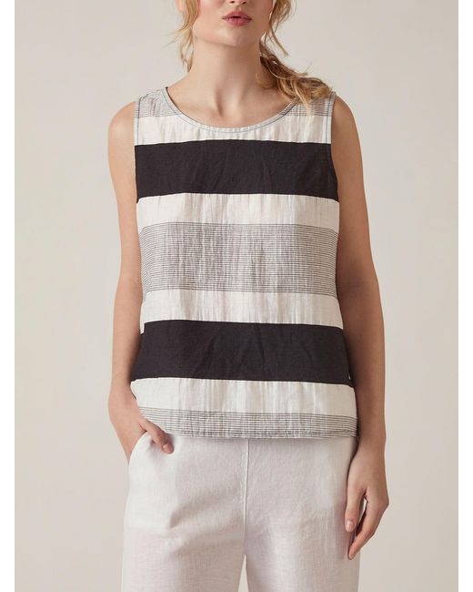 James Lakeland Gray Holiday Striped Blend Top