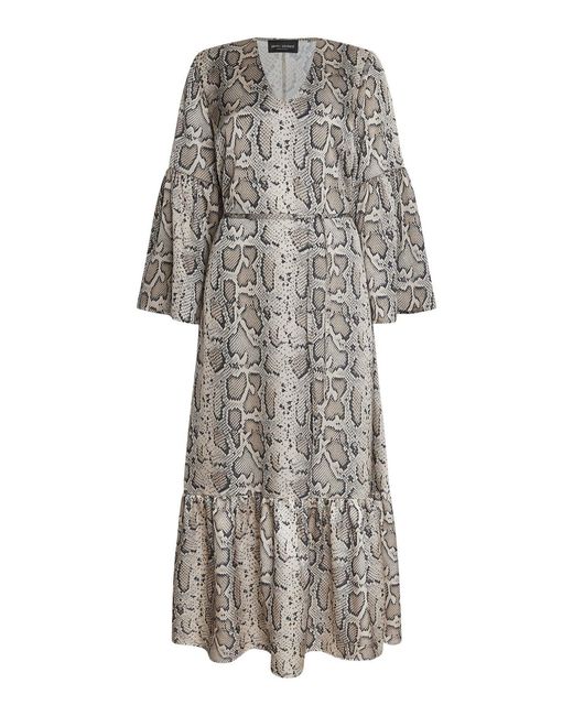 James Lakeland Gray Python Print Belted Dress