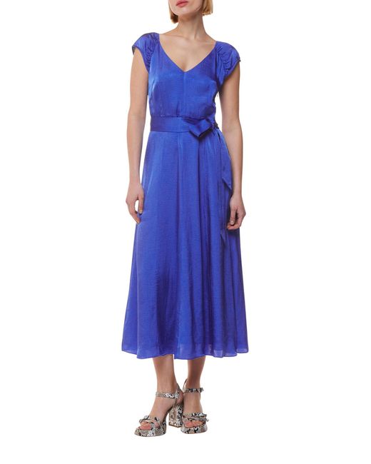 Whistles Blue Women's Arie Hammered Satin Midi Dress
