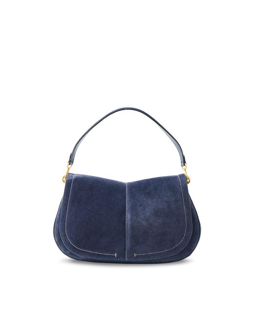 Gianni Chiarini Blue Helena Round Suede Medium Shoulder Bag