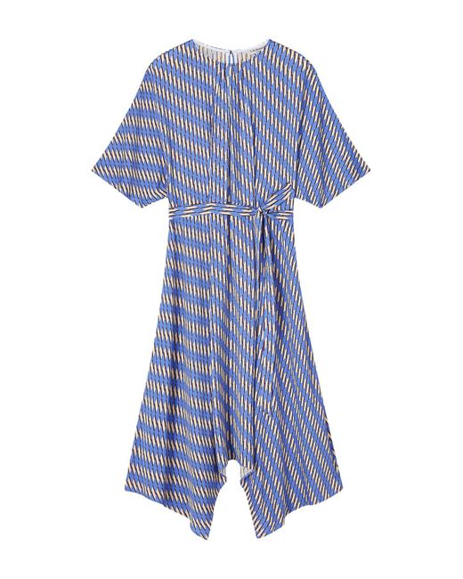 L.K.Bennett Blue Anni Geometric Print Handkerchief Hem Dress