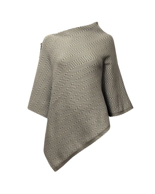 James Lakeland Gray Chevron Button Poncho