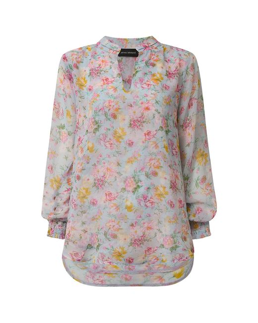 James Lakeland Gray Soft Vintage Floral Blouse, Polyester