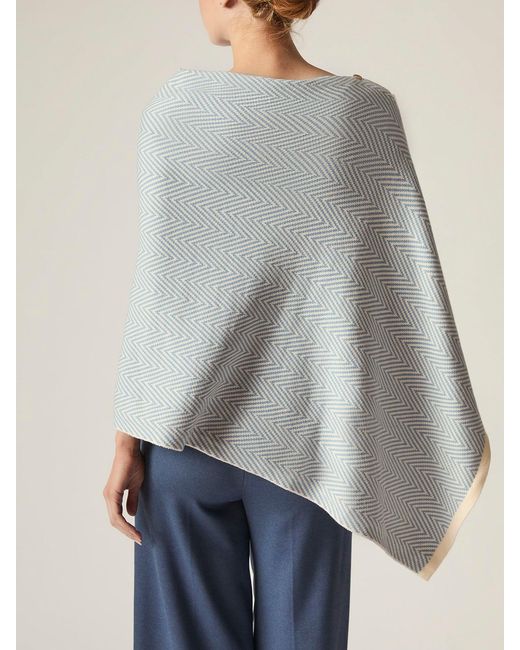 James Lakeland Blue Chevron Button Poncho