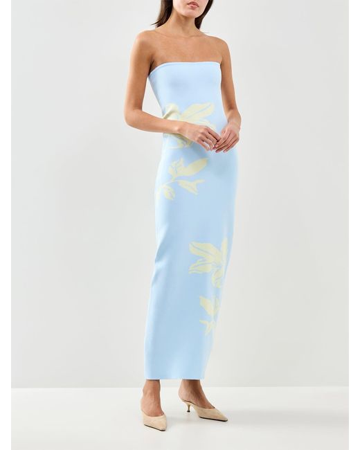 Pretty Lavish Blue Milena Floral Bandeau Dress Lemon
