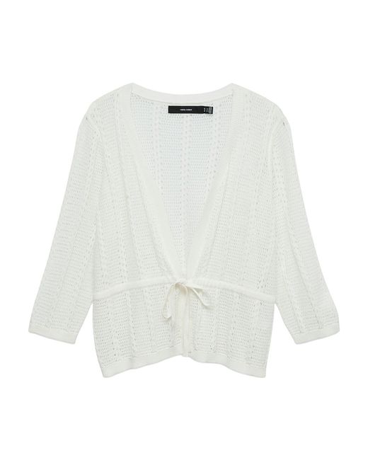 Vero Moda White Lux Light 3/4 Sleeve V-Neck Cardigan