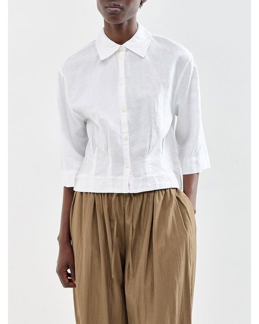 SELECTED White Cleo Cropped Shirt