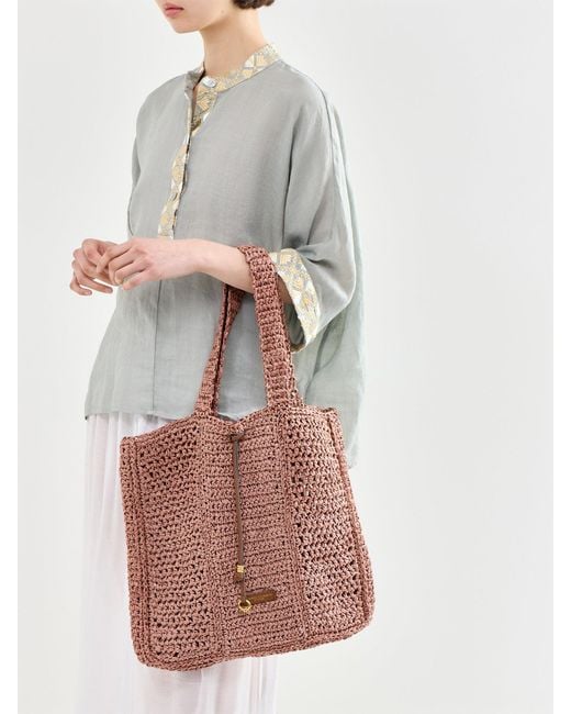 Gianni Chiarini Pink Nefeli Square Paper Straw Tote Bag