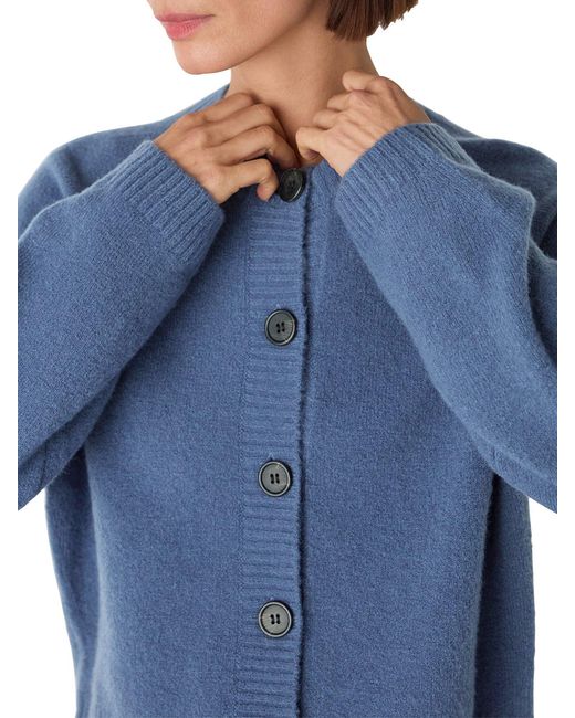 Whistles Blue Mix Crew Cardigan