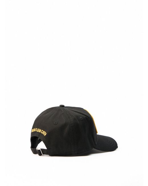 DSquared² Black Men's Logo Patch Baseball Cap for men