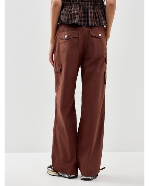 Ganni Red Stretch Pocket Cargo Trousers