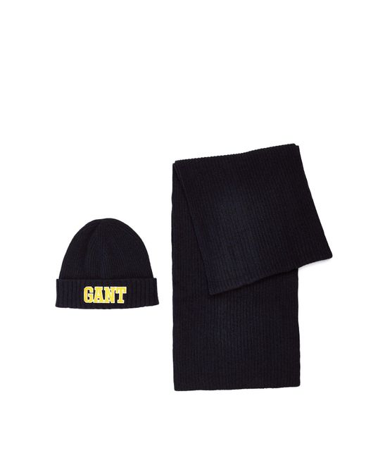 Gant Black 1949 Beanie Scarf Gift Set for men