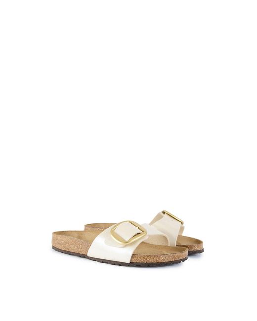 Birkenstock White Madrid Big Buckle Sandals Pearl