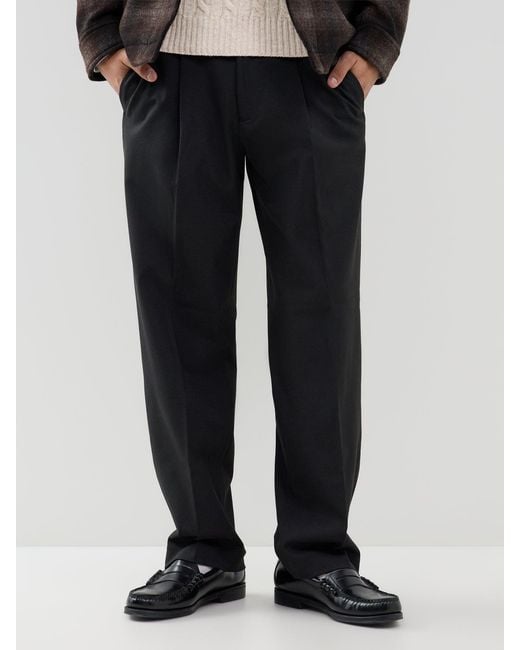 SELECTED Black Finn Flex Loose-Fit Trousers for men