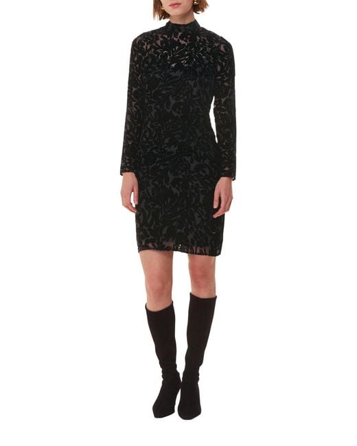 Whistles Black Women's Hot Fix Floral Velvet Dress