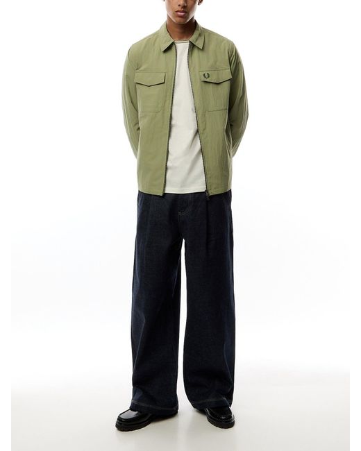 Fred Perry Green Zip Through Overshirt for men