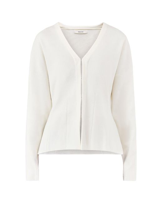 SELECTED White Nemone Waisted Cardigan Cream