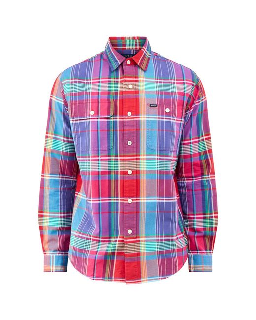 Polo Ralph Lauren White Plaid Oxford Shirt for men