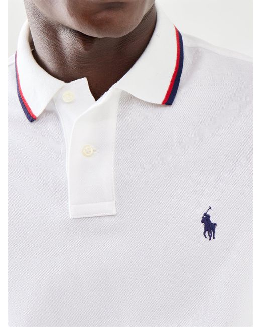 Polo Ralph Lauren Blue Mesh Tipped Short Sleeve Custom Fit Polo Shirt for men
