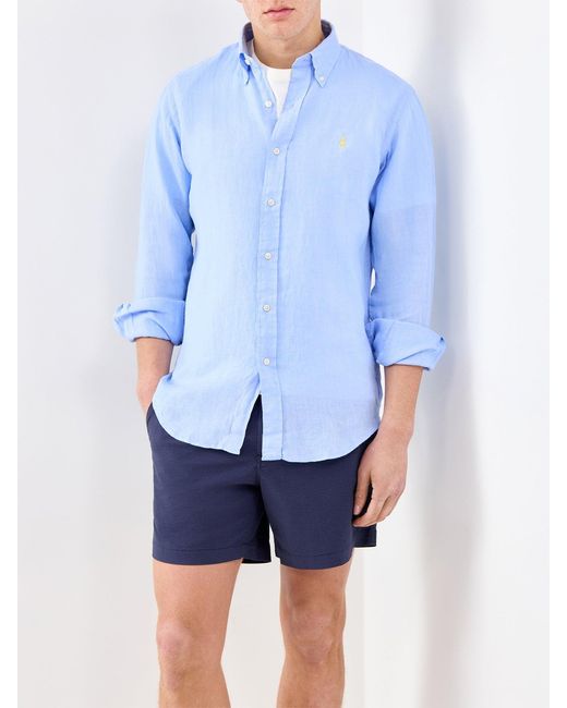 Polo Ralph Lauren Blue Custom Fit Shirt for men