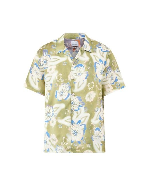 Paul Smith Green Floral Short Sleeve Shirt for men