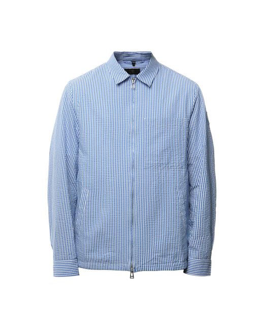 Belstaff Blue Channel Seersucker Stripe Overshirt for men