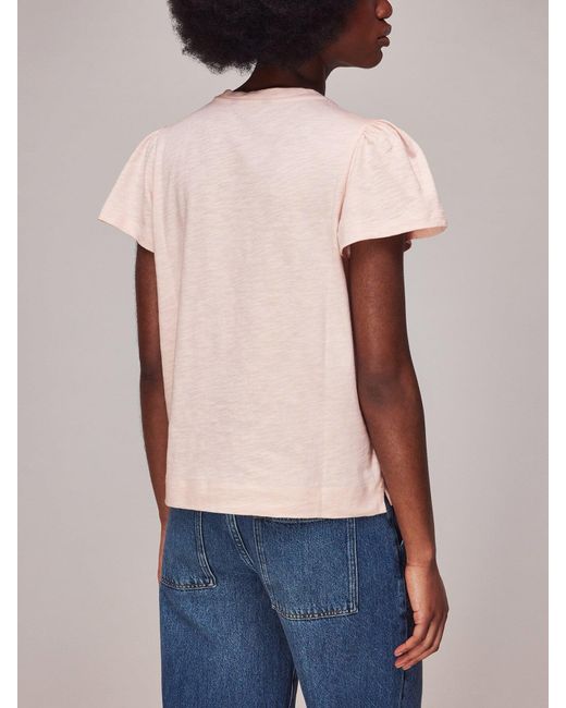 Whistles Pink Women's Cotton Frill Sleeve T-shirt