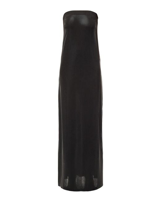 Norma Kamali Black Women's Strapless Tailored Side Slit Gown