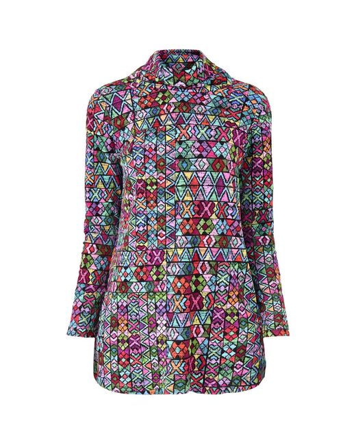 Sahara Blue Peruvian Stitch Patchwork Top
