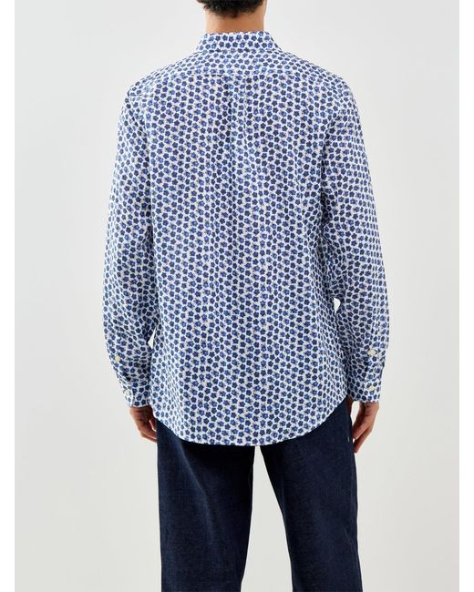 Paul Smith Blue Micro Flowers Shirt for men