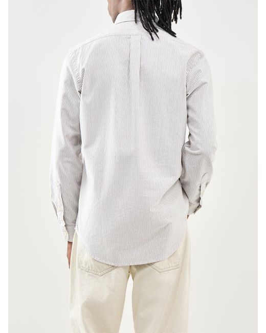 Polo Ralph Lauren White Custom Fit Stripe Oxford Shirt for men
