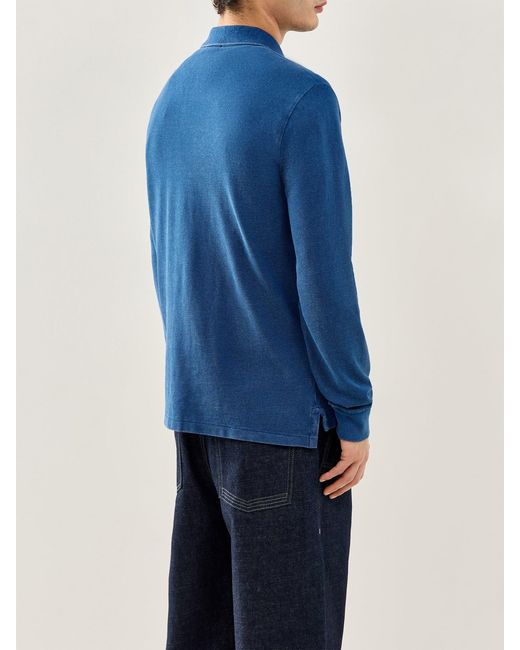 Polo Ralph Lauren Blue Custom Fit Long Sleeve Polo Shirt for men