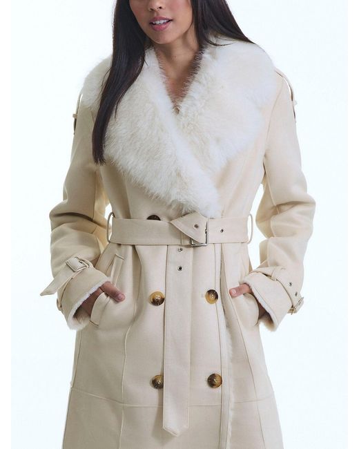 James Lakeland White Faux Fur Suede Coat