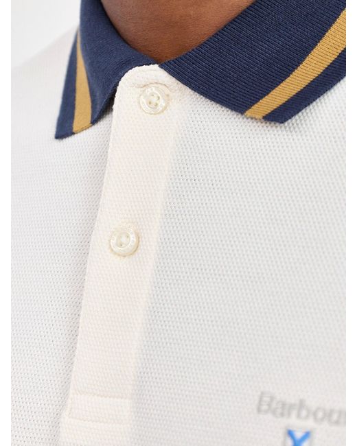 Barbour White Anthorn Textured Tailored Polo Shirt for men