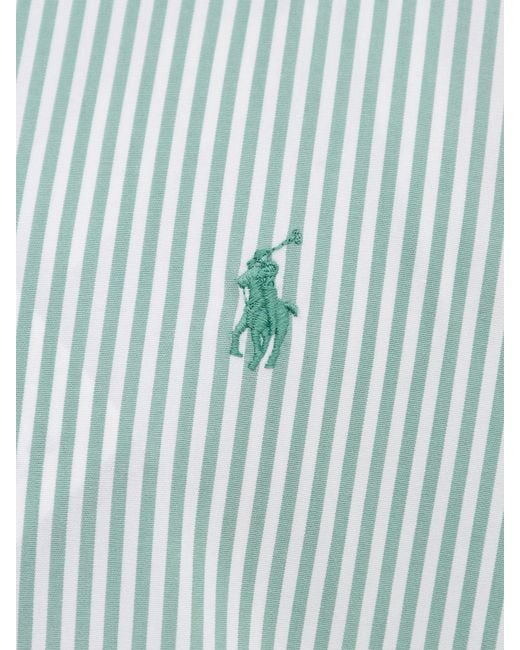 Polo Ralph Lauren Blue Custom Fit Stripe Poplin Shirt for men